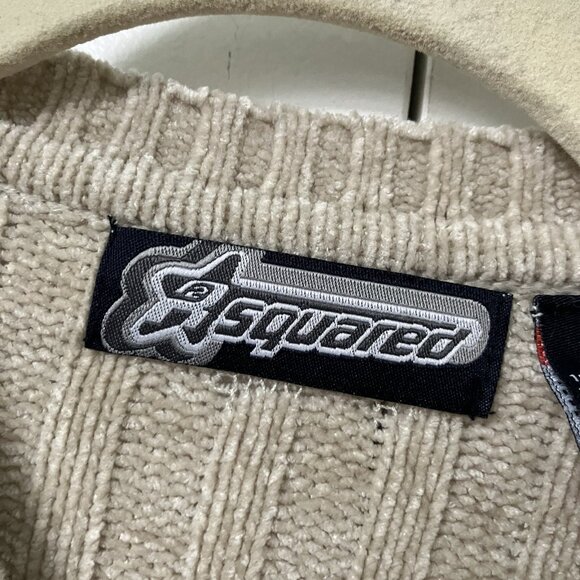 Y2K S Squared Sweater Mens XL Chenille V-neck Chunky Knit Skate Chandler Friends - Picture 3 of 9